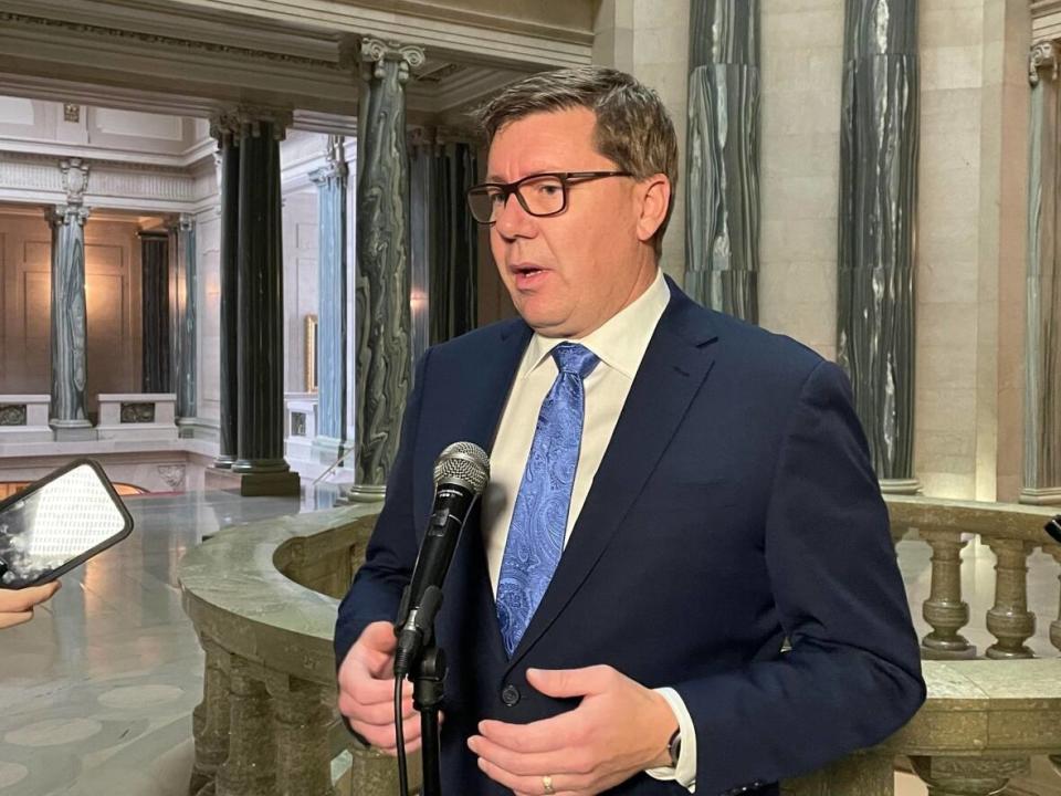 Saskatchewan Premier Scott Moe says the province's $500 affordability cheques will take some pressure off residents who are struggling financially.  (Laura Sciarpelletti/CBC - image credit)