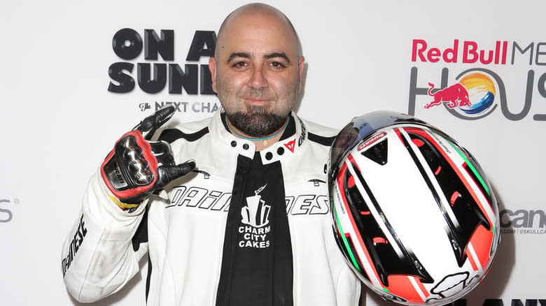 Duff Goldman in a cycling outfit