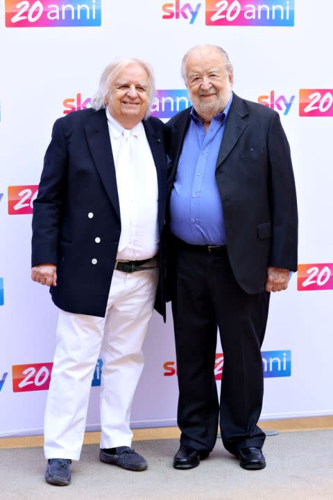 Pupi Avati (right) and Antonio Avati attend a panel during the 20 years in Italy celebration of Sky at Museo Nazionale Romano, Terme di Diocleziano on Oct. 3, 2023 in Rome, Italy. (Photo by Franco Origlia/Getty Images)