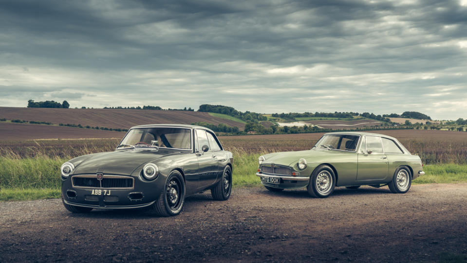 Frontline's limited-edition LE60 (left) and BEE GT (right), restomod versions of the classic MGB model from MG. 