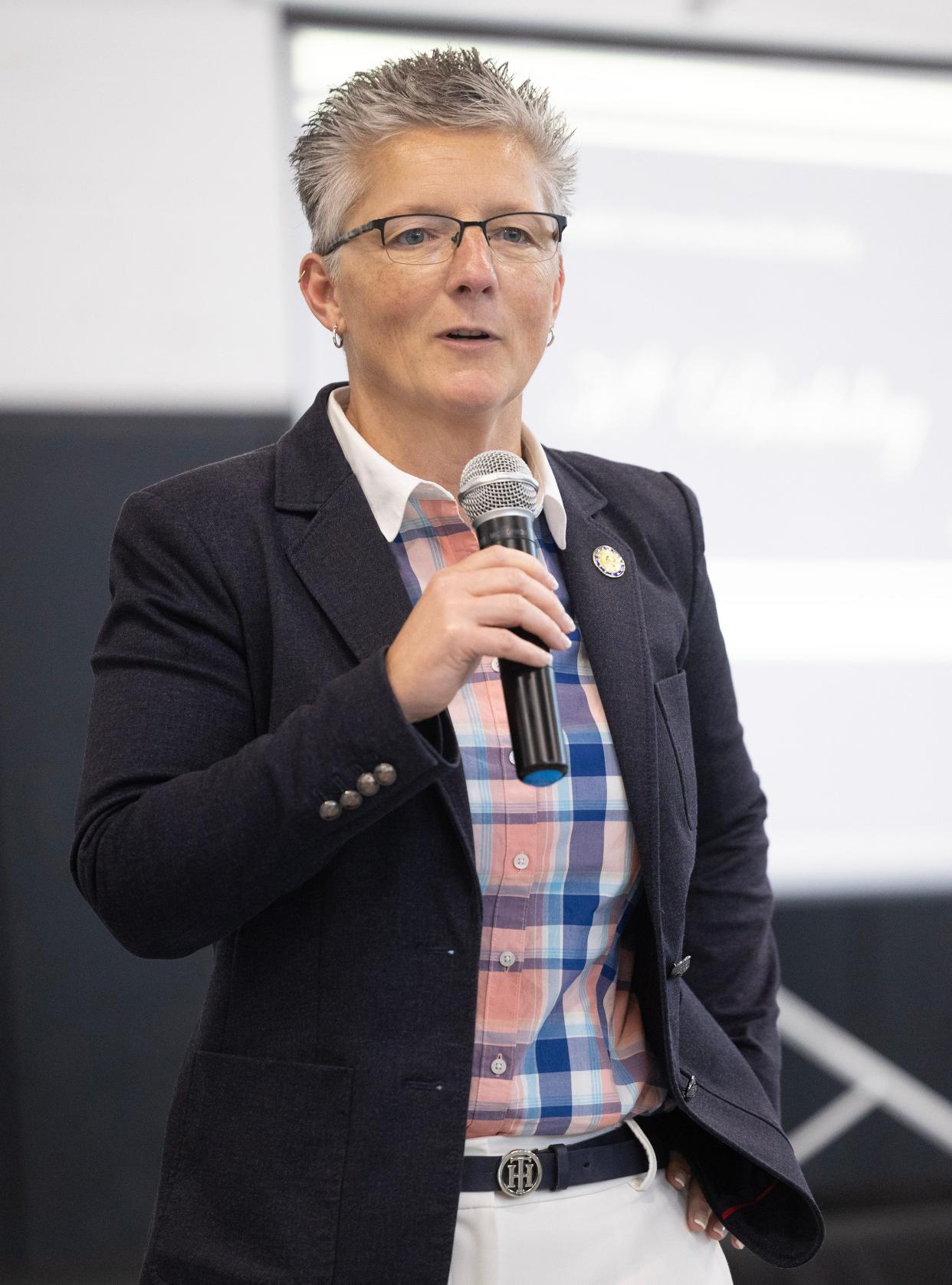 Amy Ast, director of the Ohio Department of Youth Services, speaks last week at the 50th anniversary of the Indian River Juvenile Correctional Facility in Massillon.