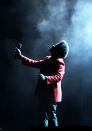 TAMPA, FLORIDA - FEBRUARY 07: The Weeknd performs during the Pepsi Super Bowl LV Halftime Show at Raymond James Stadium on February 07, 2021 in Tampa, Florida. (Photo by Patrick Smith/Getty Images)