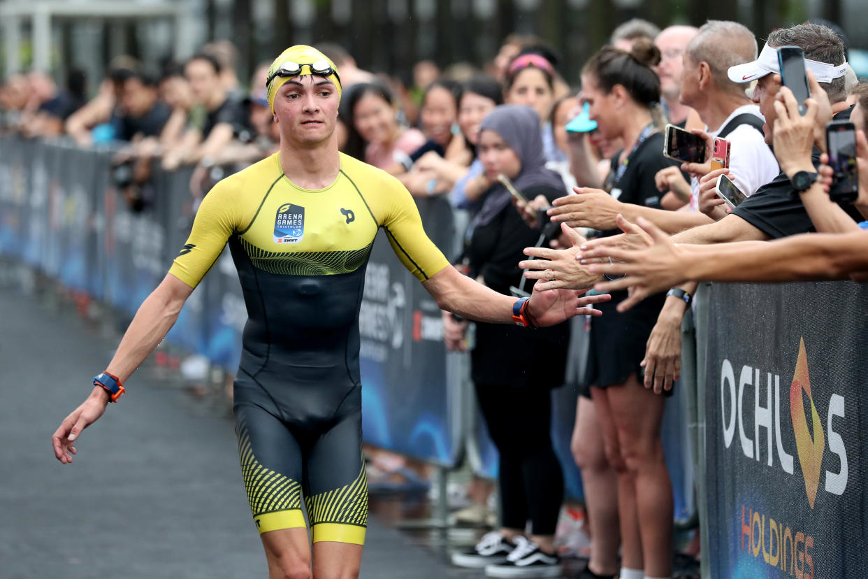 Arena Games Triathlon overall winner Alex Yee during his race at the Singapore leg at Marina Bay. (PHOTO: Paul Miller/Super League Triathlon)