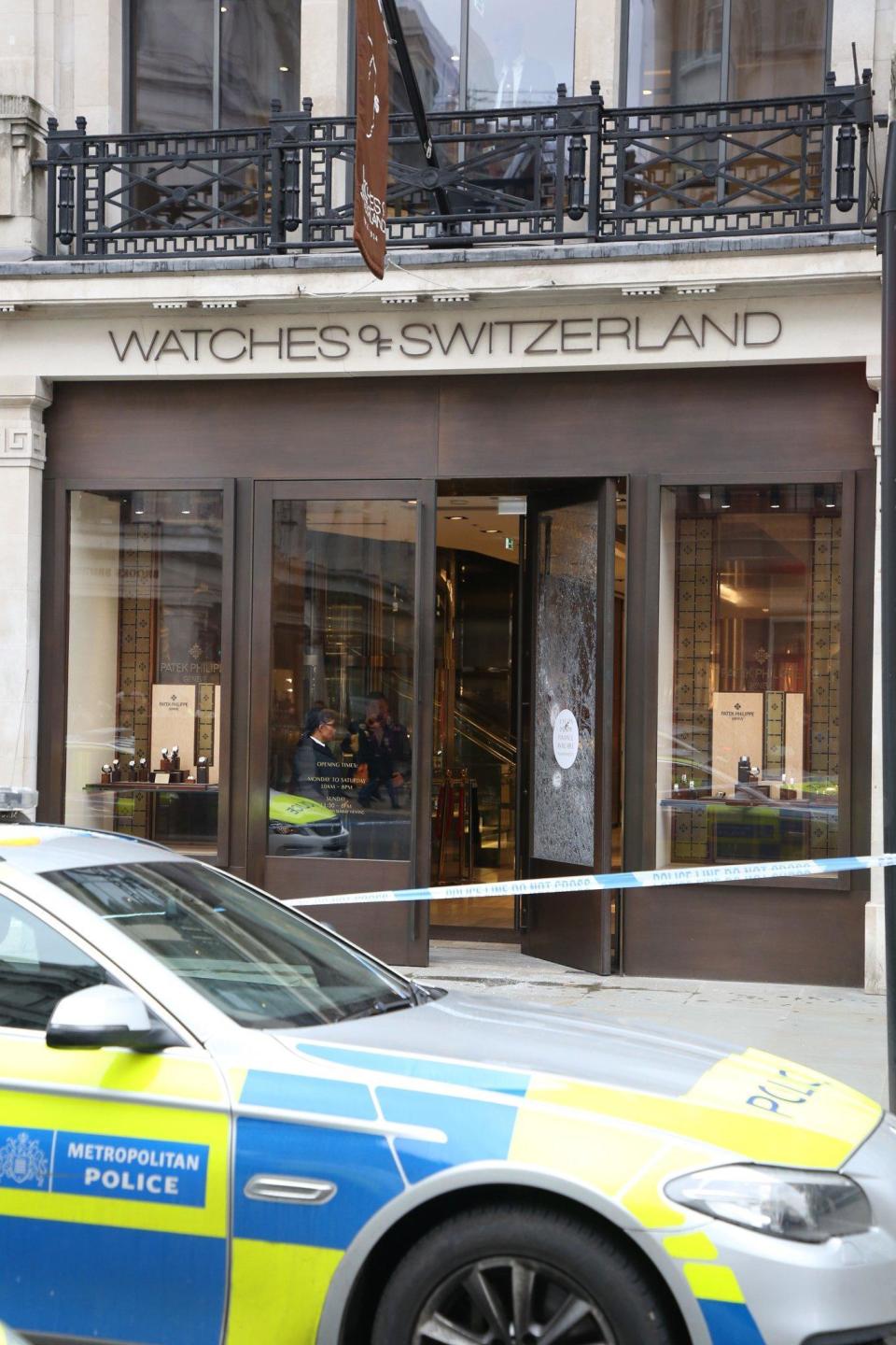 Moped raid: The thugs smashed their way into the luxury watch shop in front of terrified shoppers (Melisa Tokel)