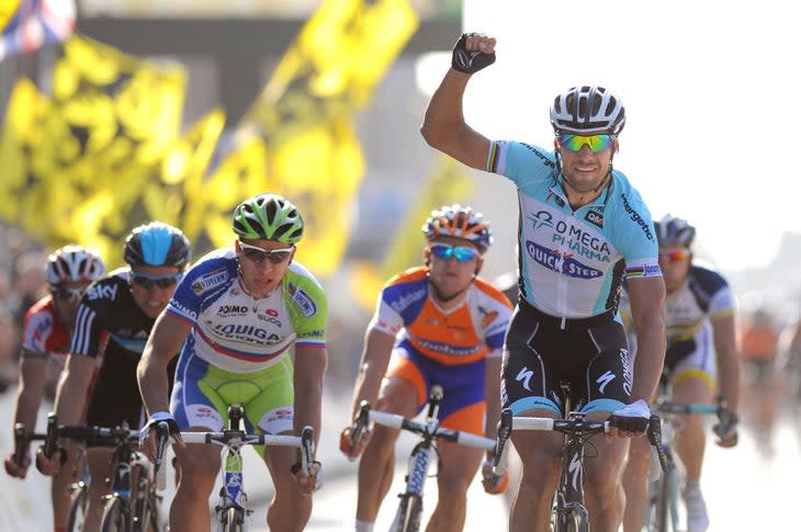 <span class="article__caption">Boonen, shown here winning the 2012 Gent-Wevelgem, said Van Aert could regret his decision.</span> (Photo: Tim De Waele/Getty Images)