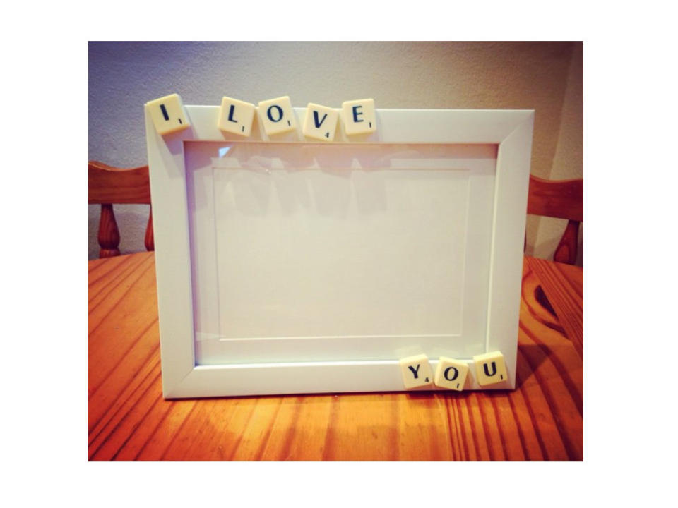 <p><b>Personalised Photo Frame</b> Pictures always make an ideal sentimental present for someone you're close to when you're skint. Make it even more personal with a decorated frame, and these Scrabble letter designs are a piece of cake. Via <a rel="nofollow noopener" href="https://www.instagram.com/prettylittlevintage1/" target="_blank" data-ylk="slk:Pretty Little Vintage;elm:context_link;itc:0;sec:content-canvas" class="link ">Pretty Little Vintage</a>. </p>