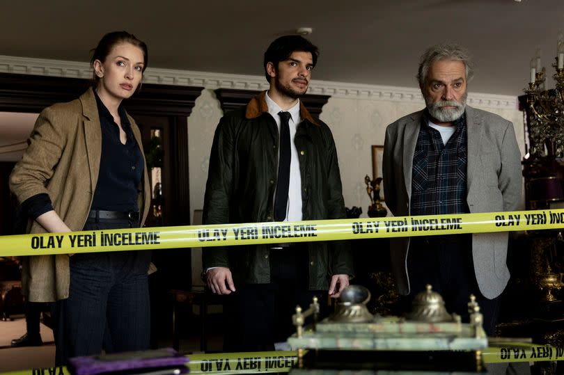 Ayse Farsakoglu (played by Yasemin Kay Allen), Mehmet Suleyman (Ethan Kai) and Cetin Ikmen (Haluk Bilginer) in The Turkish Detective