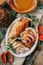 <p>Making a Thanksgiving dinner has never been so approachable than with this turkey breast recipe perfect for a small gathering and its accompanying stuffing hack that will blow your mind.</p><p>Get the <strong><a href="https://thewoksoflife.com/roasted-turkey-breast-stovetop-stuffing/" rel="nofollow noopener" target="_blank" data-ylk="slk:Herb Roasted Turkey Breast with Stovetop Stuffing recipe;elm:context_link;itc:0;sec:content-canvas" class="link ">Herb Roasted Turkey Breast with Stovetop Stuffing recipe</a></strong> at The Woks of Life.</p>