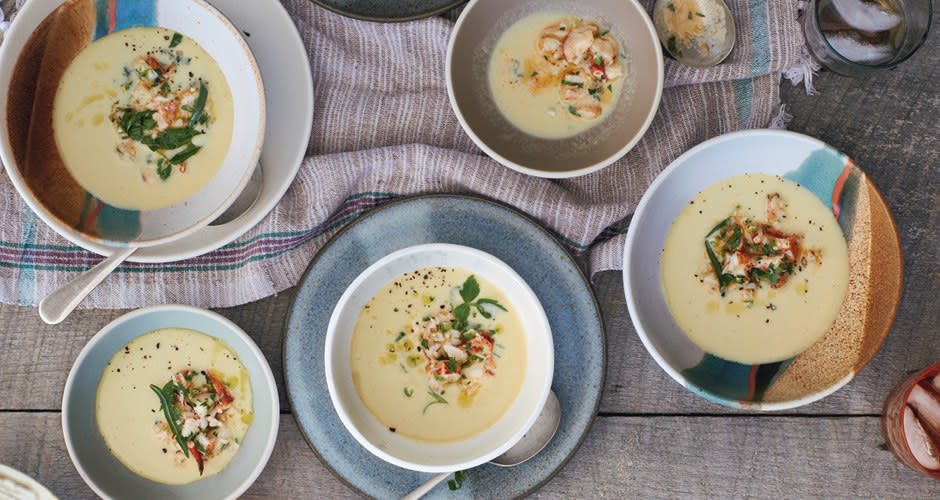 Chilled Corn Soup with Lobster Salad