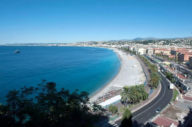 View of the famed Promenade des Anglais in Nice, France