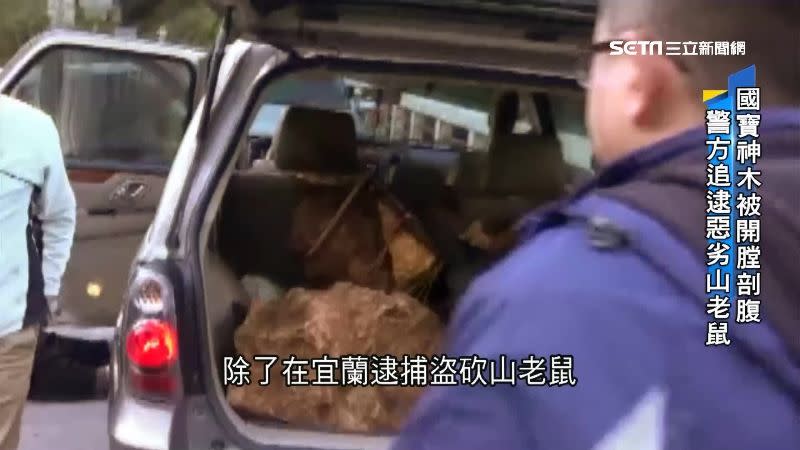 警方現場查扣非法贓木。