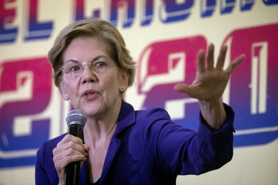 Democratic presidential candidate and Sen. Elizabeth Warren, D-Mass., speaks at Mijente's El Chisme 2020 election event in Raleigh, N.C. Friday, Nov 8, 2019. (Bryan Cereijo/The News & Observer via AP)