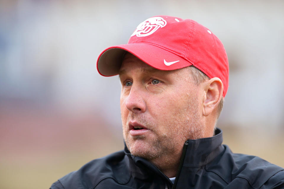 CHARLOTTESVILLE, VA - NOVEMBER 23: Head coach Hugh Freeze of the Liberty Flames looks on before the start of a game against the Virginia Cavaliers at Scott Stadium on November 23, 2019 in Charlottesville, Virginia. (Photo by Ryan M. Kelly/Getty Images)