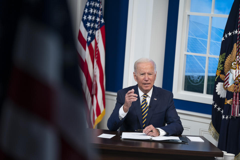 President Joe Biden delivers remarks to the Major Economies Forum on Energy and Climate, in the South Court Auditorium on the White House campus, Friday, Sept. 17, 2021, in Washington. (AP Photo/Evan Vucci)