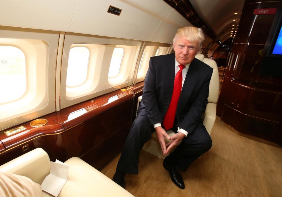 Trump sitting inside his 757.