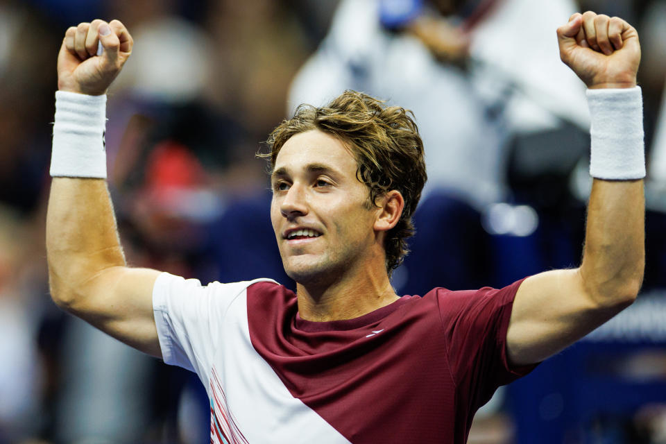 Casper Ruud, pictured here celebrating his victory over Matteo Berrettini at the US Open.