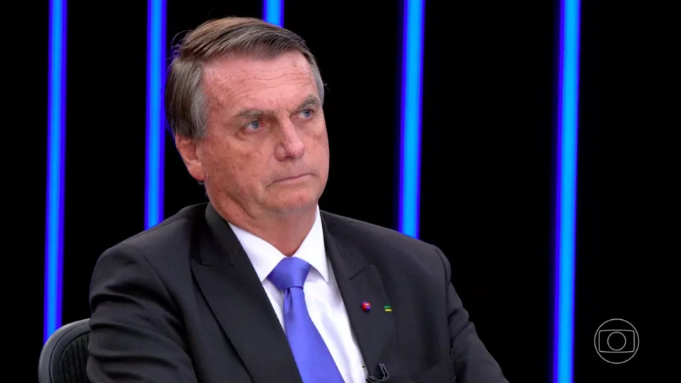 Presidente e candidato à reeleição Jair Bolsonaro em entrevista ao Jornal Nacional em 22 de agosto de 2022 (Foto: Internet / Reprodução)

