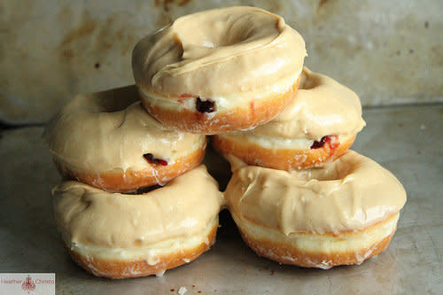 Because, of course. All you need are glazed donuts, jelly and peanut butter to get it done. <br /><br /><strong>Get the <a href="http://heatherchristo.com/cooks/2013/02/06/peanut-butter-and-jelly-donuts/" target="_blank" rel="noopener noreferrer">Peanut Butter And Jelly Donut recipe</a> by Heather Christo.</strong>