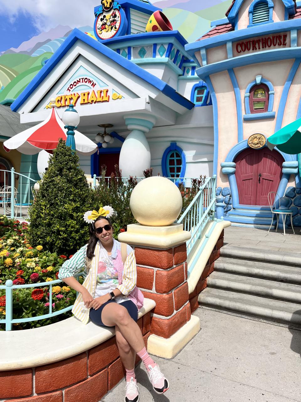 Kate Mendonca Wearing the Allbirds Tree Flyer 2 shoe in Disneyland Toontown