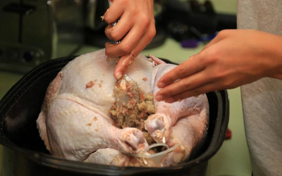 stuffing a turkey