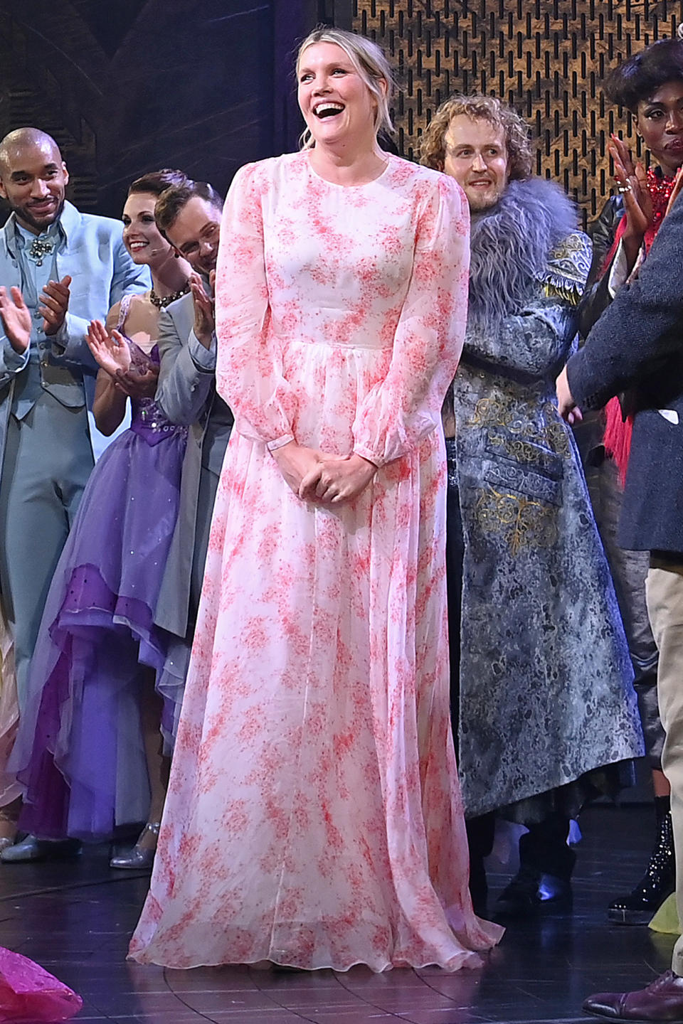 <p>Emerald Fennell hits the curtain call at the press night performance of <em>Cinderella </em>at the Gillian Lynne Theatre in London on Aug. 18.</p>