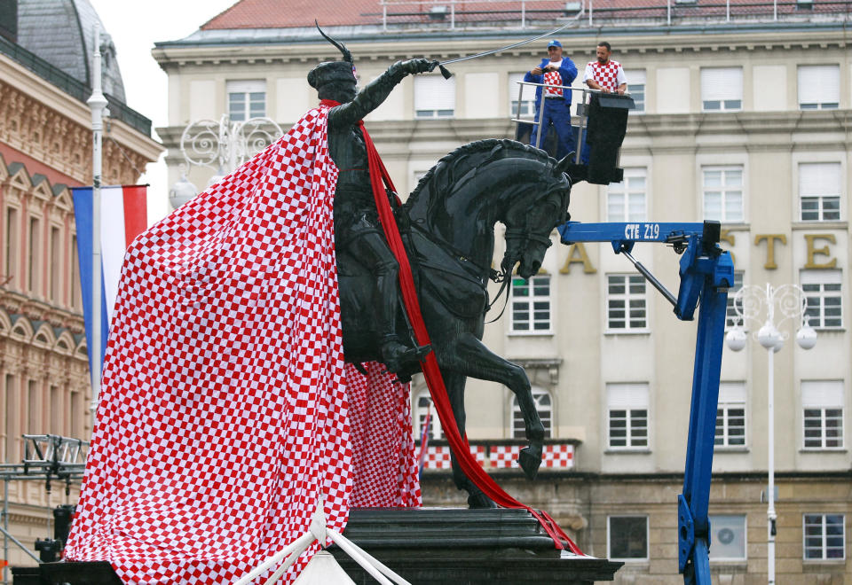 <p>Soccer Football – World Cup – Final – France v Croatia – Zagreb, Croatia – Preparations before the match in Zagreb, July 15, 2018. REUTERS/Antonio Bronic </p>