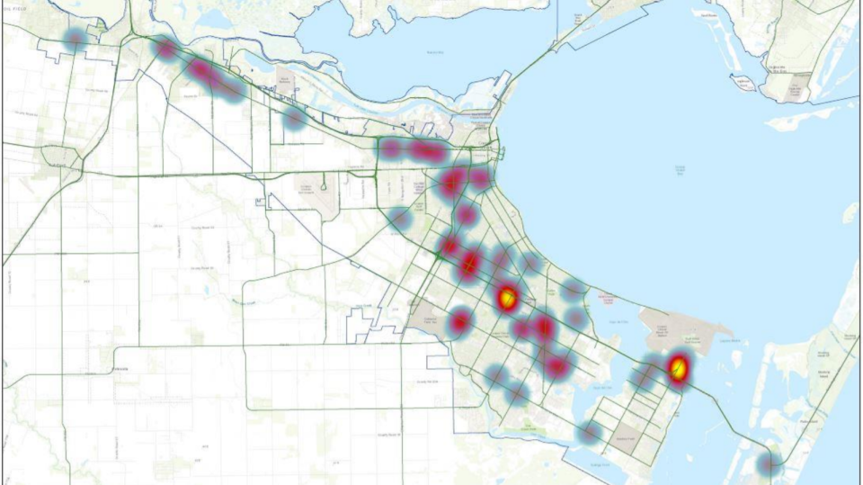 The greatest concentrations of game rooms in Corpus Christi are in Calallen, Central City, the Southside and Flour Bluff, according to a heat map shown to the City Council on Dec. 7, 2021.