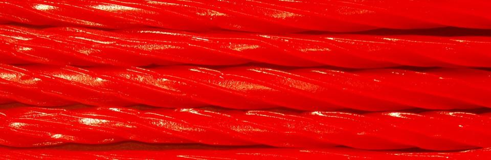 Close up of red licorice