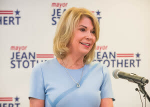  Omaha Mayor Jean Stothert announces her bid to run for a record fourth term. (Courtesy of Stothert campaign )