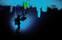 <b>Frozen Planet, BBC One, Wed, 9pm</b><br><b> Episode 1</b><br><br>Cameramen Doug Anderson and Hugh Miller created a bespoke underwater tripod which they bolted to the ice ceiling. They were able to get extraordinarily stable, macro shots of theses amazing ice formations or ‘ice chandeliers’, which were inhabited by millions of tiny ice fish whose bodies were full of anti-freeze. Under ice diving is not for the faint-hearted - it is the most high risk diving in the world. Our crew dived a record 110 times in one Antarctic season and spent hours under the ice capturing this magical world.