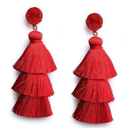 Me&Hz Red Thread Tassel Earrings