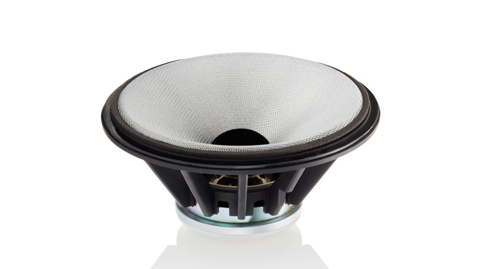 The cone of the 6-inch midrange driver is made of a proprietary B&W composite called Continuum. - Credit: Photo: Courtesy of Bowers & Wilkins.