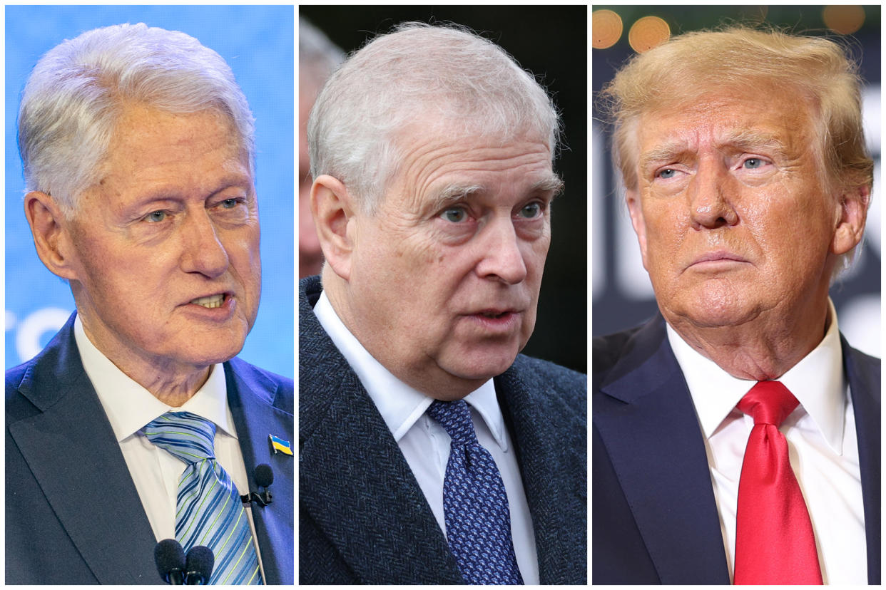 Bill Clinton, Prince Andrew and Donald Trump have been named in unsealed court documents relating to paedophile Jeffrey Epstein. (Getty Images)