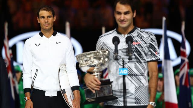 Nadal and Federer at the Australian Open. Image: Getty