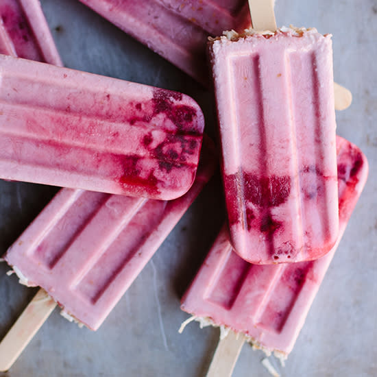 Raspberry, Lime and Toasted Coconut Pops