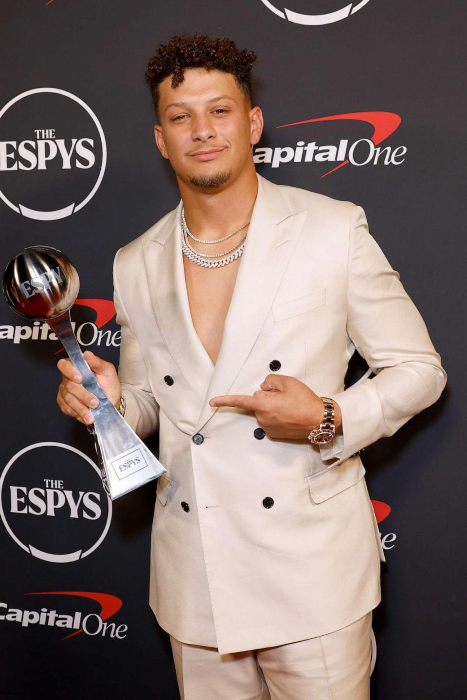 PHOTO: Patrick Mahomes, winner of Best Athlete, Men's Sports, attends The 2023 ESPY Awards at Dolby Theatre on July 12, 2023 in Hollywood, California. (Frazer Harrison/Getty Images)