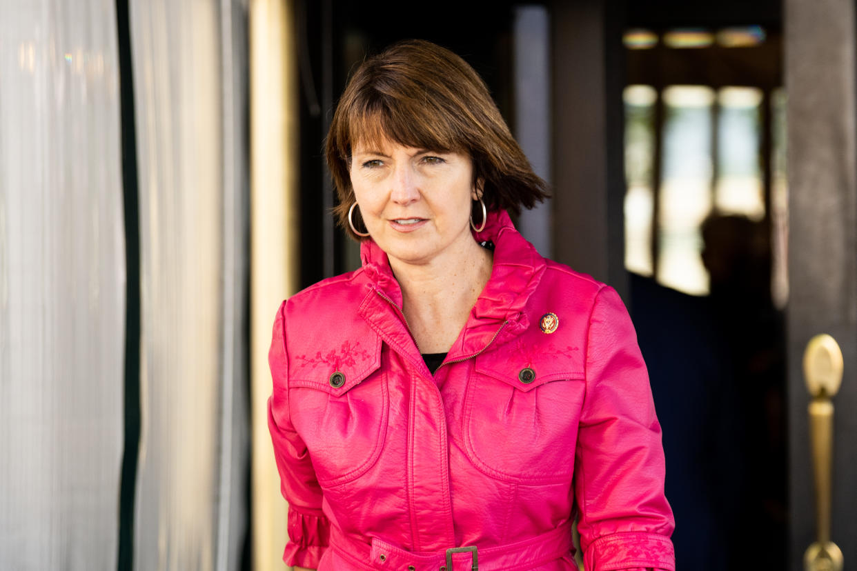 UNITED STATES - APRIL 27: Rep. Cathy McMorris Rodgers R-Wash., leaves the House Republican Conference caucus meeting at the Capitol Hill Club in Washington on Wednesday, April 27, 2022. (Bill Clark/CQ-Roll Call, Inc via Getty Images)