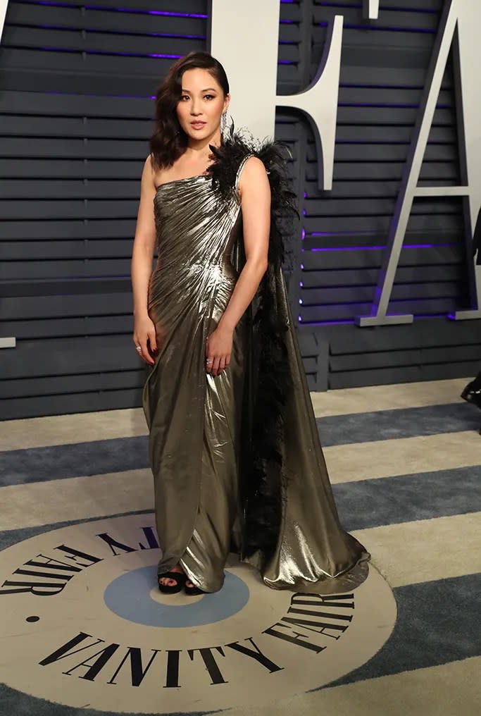 oscars, after party, affordable shoes, vanity fair, constance wu