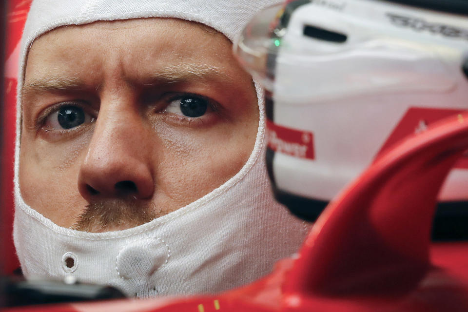 Sebastian Vettel prepares for practice run