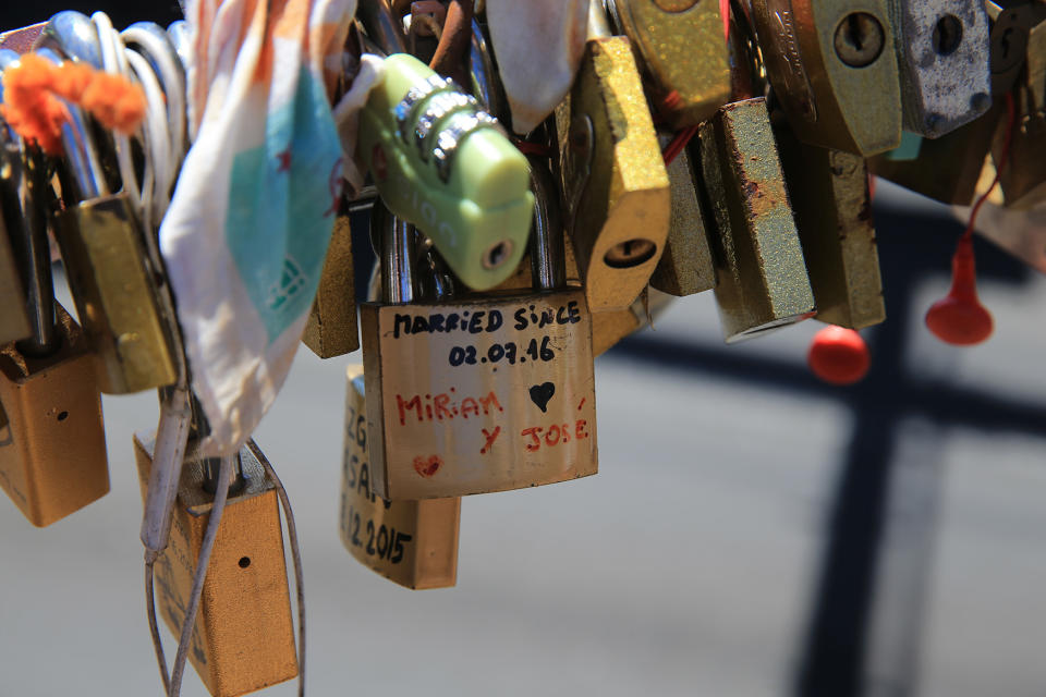 Love locks on the Brooklyn waterfront