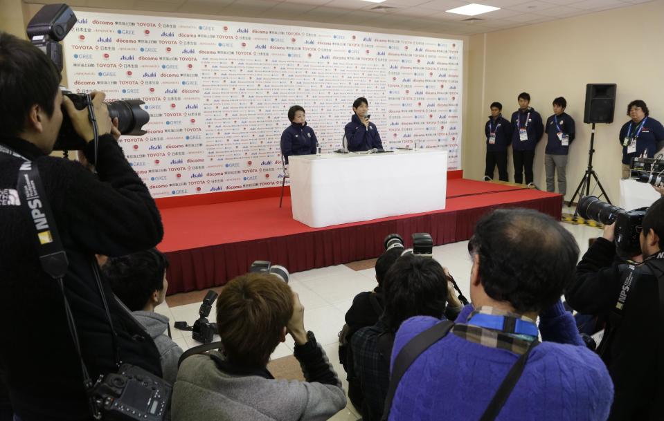 Yuzuru Hanyu of Japan answers a question during a news conference at the Japan House at the 2014 Winter Olympics, Saturday, Feb. 15, 2014, in Sochi, Russia. Hanyu won the gold medal in the men's free skate figure skating final. (AP Photo/Morry Gash)