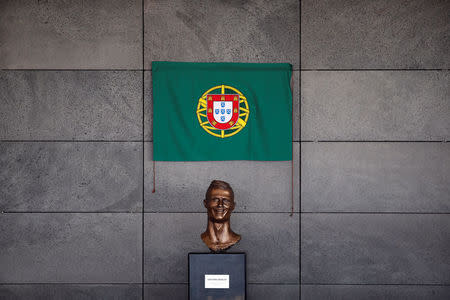 A bust of Real Madrid forward Cristiano Ronaldo is seen before the ceremony to rename Funchal airport as Cristiano Ronaldo Airport in Funchal, Portugal March 29, 2017. REUTERS/Rafael Marchante