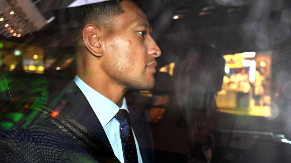 Israel Folau after his code of conduct hearing. (Photo by SAEED KHAN/AFP/Getty Images)