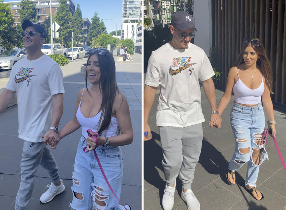 MAFS' Carolina and Daniel seen walking in Sydney