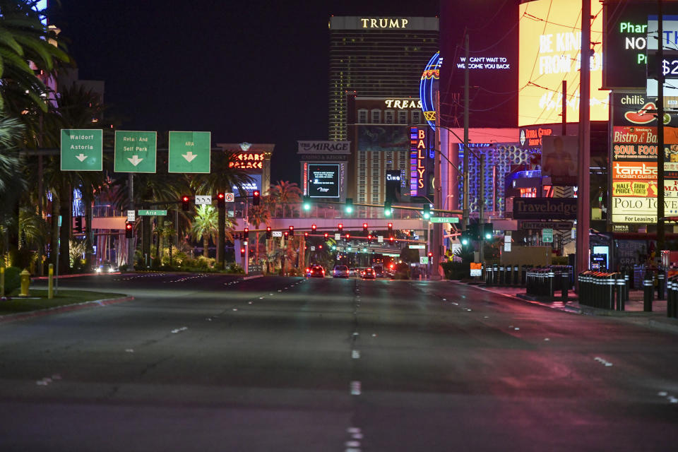 Las Vegas NV - March 21: Las Vegas Strip empty after shutdown of all nonessential businesses in Las Vegas, Nevada on March 21, 2020. Credit: Damairs Carter/MediaPunch /IPX
