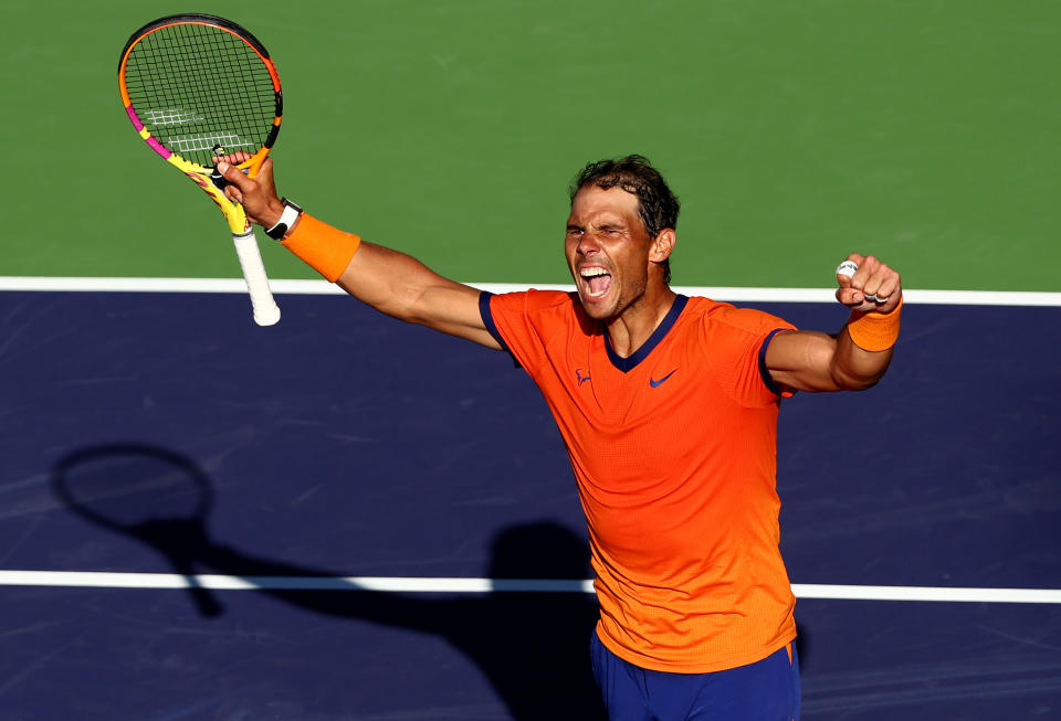 Rafael Nadal, pictured here after his win over Sebastian Korda at Indian Wells.