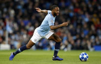 Raheem Sterling was soon in the thick of the action. (Martin Rickett/PA Wire)