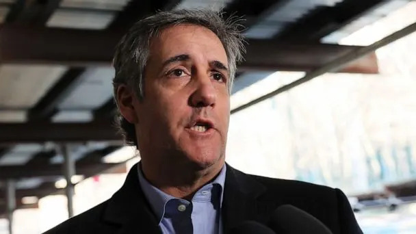 PHOTO: Former Trump Attorney Michael Cohen gives a short statement to members of the press as he arrives to meet with the Manhattan District Attorney on February 8, 2023 in New York City. (Michael M. Santiago/Getty Images)