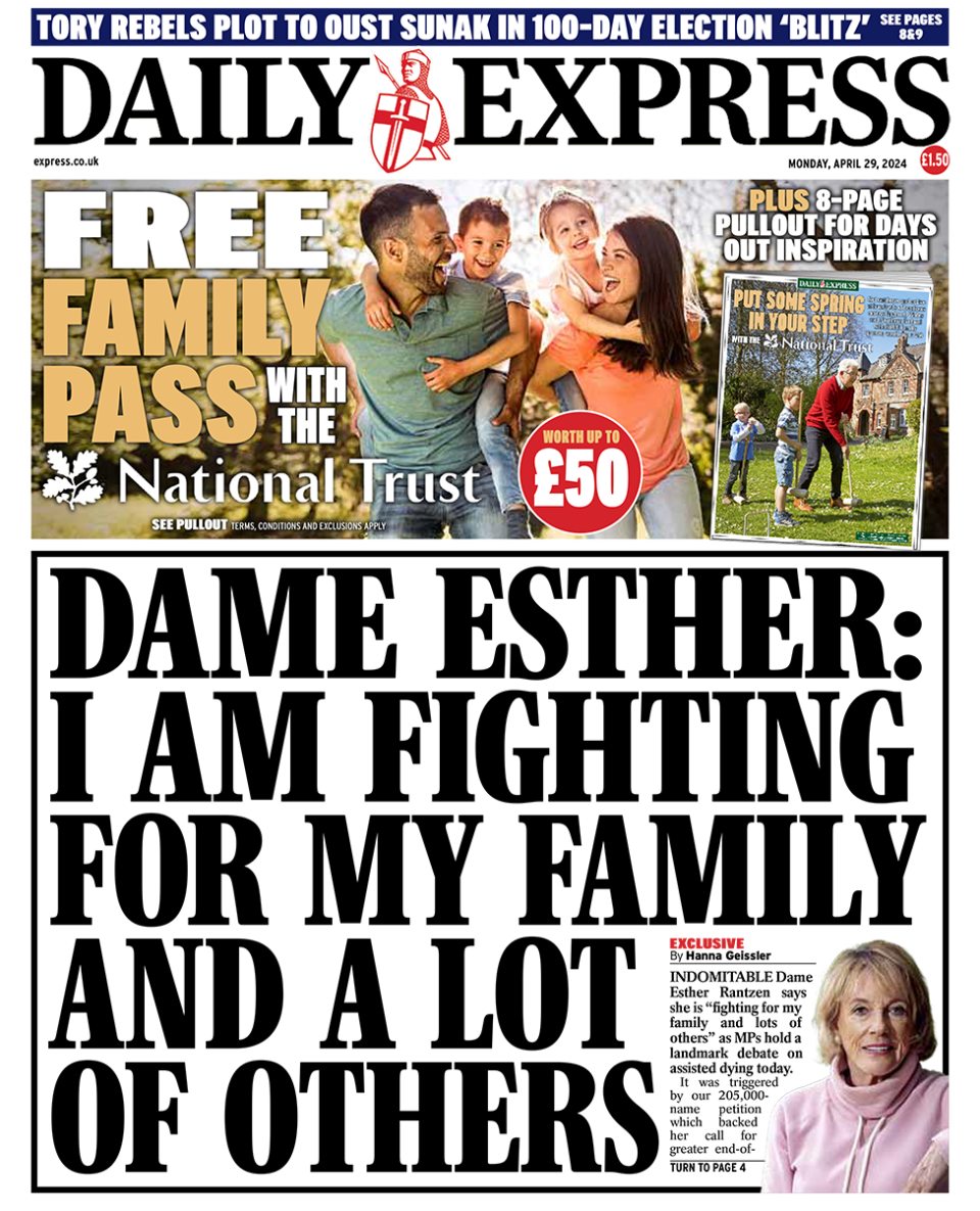 The headline in the Express reads: "Dame Esther: I am fighting for my family and a lot of others".