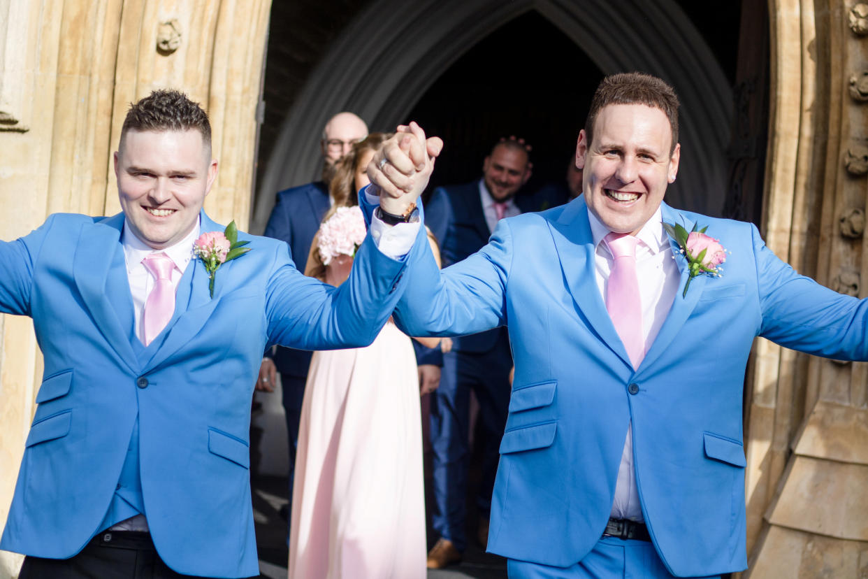 The couple are both church-goers and had always wanted a church wedding. (SWNS)